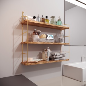 Rafturi perete, Elegant Space, UnicUtil, 60 x 62 x 16 cm, Auriu Maro - Img 7