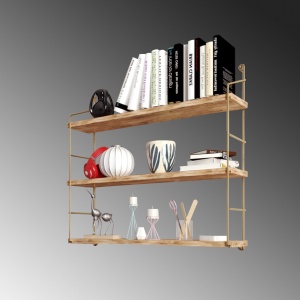 Rafturi perete, Elegant Space, UnicUtil, 60 x 62 x 16 cm, Auriu Maro - Img 3
