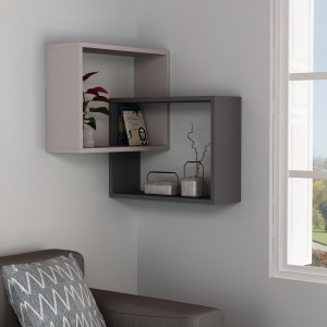 Rafturi perete, Smart Design, UnicUtil, 68 x 68 x 60 cm, Crem Gri - Img 1