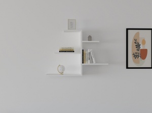 Rafturi perete, Timeless Wood, UnicUtil, 82 x 48 x 19 cm, Alb - Img 5