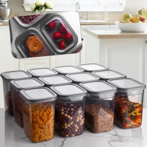 Set 12 recipiente alimentare , UnicUtil, Compact Sturdy, Antracit - Img 1