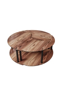 Set de măsuțe de cafea, Yin Yang, UnicUtil, Nuc, Diametru: 70 cm, Înălțime: 38 cm - Img 5