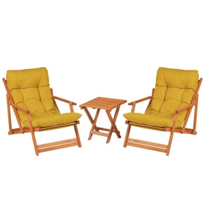 Set Gradina - Masa si Scaune (3 Bucati), Bundle echo, UnicUtil, Culoarea Galben Natural - Img 2