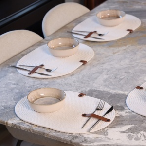 Set Suporturi Masa (6 Bucati), Bundle leaf, UnicUtil, Culoarea Crem - Img 2