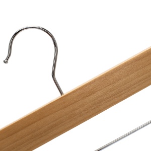 Umeraș din lemn cu clipsuri metalice, pentru pantaloni, Natur, 1 bucata - Img 3