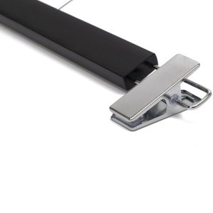 Umeraș din lemn cu clipsuri metalice, pentru pantaloni, Negru, 1 bucata - Img 7