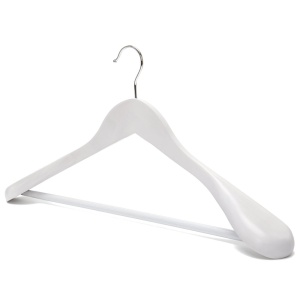 Umeraș din Lemn cu umeri lați și design modern, pentru Costum/Tricouri, Alb, 1 bucata - Img 2