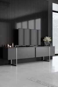 Unitate TV, Luxe Anthracite, UnicUtil, Antracit-Argint, Lățime: 180 cm, Adâncime: 30 cm, Înălțime: 50 cm