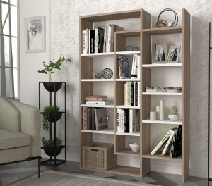 Biblioteca, Geo Space, UnicUtil, 94.2 x 22 x 139.5 cm, Alb-Maro - Img 3