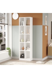 Bibliotecă înaltă cu 10 rafturi, 51.1x25.4x180 cm, Alb, PAL melaminat, UnicUtil - Img 2