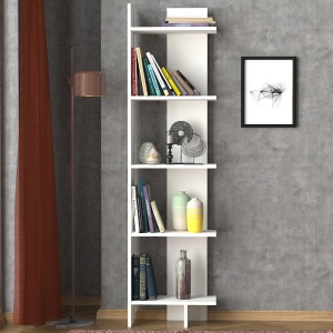Bibliotecă, Modern Lines, UnicUtil, 48.5 x 22 x 170 cm, Alb - Img 3