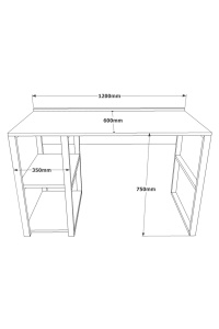 Birou cu bibliotecă și structură metalică, 120x60x75 cm, Pin, UnicUtil - Img 4