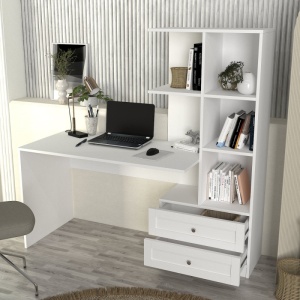 Birou cu dulap pe partea dreaptă, Mantra, UnicUtil, Alb, 155 cm - Img 5