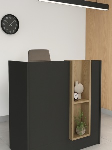 Birou recepție Bonveno din pal melaminat antracit, design minimalist și elegant pentru spații de birou, 90 x 43.2 x 110.3 cm - Img 6