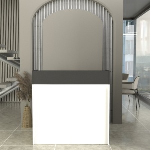 Birou recepție, Wilko LED Front Desk, UnicUtil, Alb-Gri, 110 cm