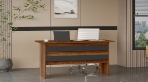 Birou UnicUtil Nuc - Gri Antracit cu benzi orizontale pe frontal 180 x 60 x 73.8 cm - Img 3