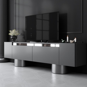 Comoda TV, Bohem Anthracite, UnicUtil, Antracit-Argint, Lățime: 180 cm, Înălțime: 50 cm, Adâncime: 30 cm