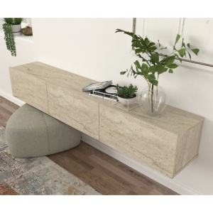 Comodă TV Damla, UNICUTIL, finisaj travertin pentru living modern - Img 5