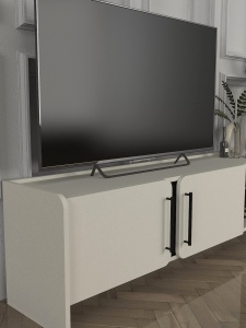 Comoda TV, Simple Form, UnicUtil, Crem-Negru - Img 5