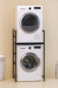 Dulap pentru mașina de spălat, C7 White, UnicUtil, Alb-Negru, Lățime: 70 cm, Înălțime: 116 cm, Adâncime: 60 cm - Img 4