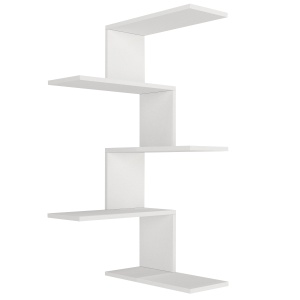 Etajera de perete pentru colt UnicUtil, 52 x 52 x 109 cm, Alb - Img 5