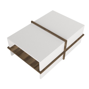 Masa de cafea UnicUtil Plus cu spatii de depozitare pe lateral, 90 x 60 x 35 cm, Alb-Maro - Img 3