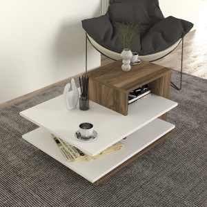 Masă de Cafea, Wood Wave, UnicUtil, 84.8 x 60 x 43.6 cm, Alb-Maro - Img 4
