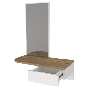 Masă decorativă Grovia din pal melaminat alb cu oglindă, design elegant și funcțional, 60 x 29.6 x 81.8 cm - Img 8