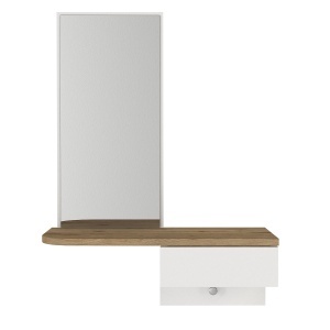 Masă decorativă Grovia din pal melaminat alb cu oglindă, design elegant și funcțional, 60 x 29.6 x 81.8 cm - Img 10