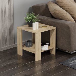Masă laterală, Midi Yan, UnicUtil, Stejar Safir, Lățime: 40 cm, Înălțime: 40 cm, Adâncime: 42 cm - Img 1