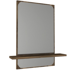 Oglinda de Perete, Walnut Frame, UnicUtil, 60 x 12 x 70 cm, Maro, UUOGL02 - Img 4