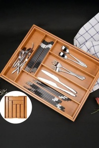 Organizator pentru tacamuri din bambus, 38 x 36 x 5 cm