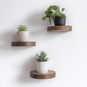 Raft decorativ de perete din lemn, Raf283 Design, UnicUtil, De lemn, Diametru: 12 cm, Înălțime: 1,9 (3 bucăți), 100% LEMN MASIV - Img 2