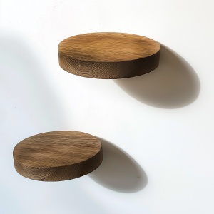 Raft decorativ de perete din lemn, Raf283 Design, UnicUtil, De lemn, Diametru: 12 cm, Înălțime: 1,9 (3 bucăți), 100% LEMN MASIV - Img 8