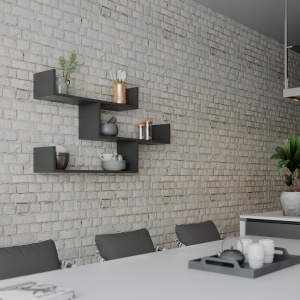 Rafturi perete, Bold Frame, UnicUtil, 120 x 67 x 22 cm, Gri - Img 3