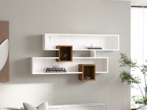 Rafturi perete, Elegant Form, UnicUtil, 120 x 75 x 22 cm, Nuc Alb - Img 1