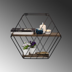 Rafturi perete, Minimal Space, UnicUtil, 44 x 40 x 15 cm, Negru Nuc Inchis - Img 4