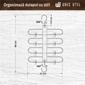 Set 2 Umerașe pliabile din lemn cu clipsuri pentru pantaloni și fuste, Natur, 2 bucati - Img 3