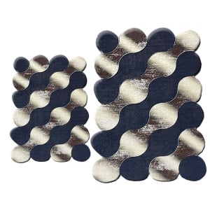 Set covorase baie 2 piese, Chic Finish, UnicUtil, Auriu, Albastru Inchis - Img 2