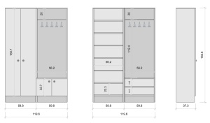 Stand de hol, M11 1567, UnicUtil, Alb, Lățime: 119,6 cm, Înălțime: 182,8 cm, Adâncime: 37,3 cm - Img 6