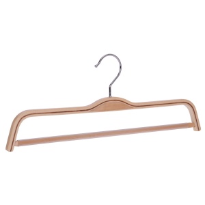 Umeraș din lemn cu bara pentru pantaloni, Natur, 1 bucata - Img 4
