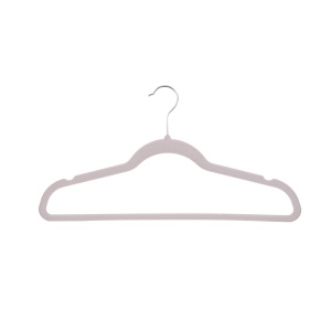 Umeraș din plastic dur acoperit cu catifea anti-alunecare, Crem, 1 bucata - Img 4