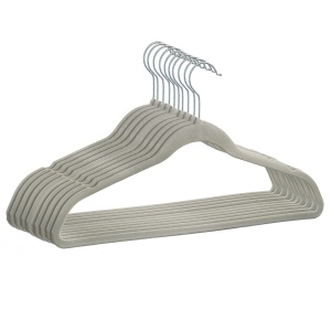 Umeraș din plastic dur acoperit cu catifea, Gri, 1 bucata - Img 4