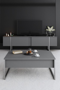 Unitate TV, Luxe Anthracite, UnicUtil, Antracit-Argint, Lățime: 180 cm, Adâncime: 30 cm, Înălțime: 50 cm - Img 2