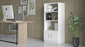 Biblioteca cu dulap UnicUtil Alb 63.6 x 37.6 x 140 cm - Img 3