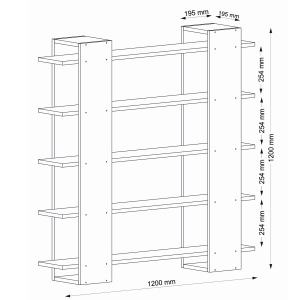 Biblioteca, Element Fusion, UnicUtil, 120 x 19.5 x 120 cm, Alb-Maro, UUBIB12 - Img 7