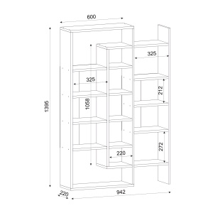 Biblioteca, Geo Space, UnicUtil, 94.2 x 22 x 139.5 cm, Alb-Maro, UUBIB43 - Img 7