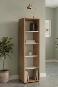 Biblioteca inalta UnicUtil Alb - Stejar 40 x 35 x 178.6 cm