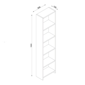 Biblioteca, Slim Frame, UnicUtil, 38.6 x 19.5 x 160 cm, Alb - Img 2