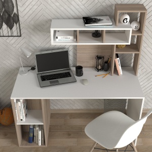 Birou, CreamModular Harmony, UnicUtil, 140 x 60 x 153.8 cm, Alb și Crem, UUDESK13 - Img 3